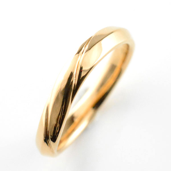 【10%OFFクーポン配布中】 k18 リング レディース ピンクゴールドシンプル 結婚指輪 18金 ライン エンゲージリング ハンドメイド 甲丸 18k 3mm 母の日 誕生日