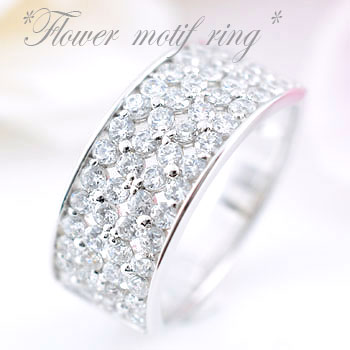 ダイヤモンド リング アンティーク レディース ピンキーリング 指輪 フラワー ダイヤ 1.0ct クラシカル プラチナ pt900 パヴェ エレガント｜シエロブルー