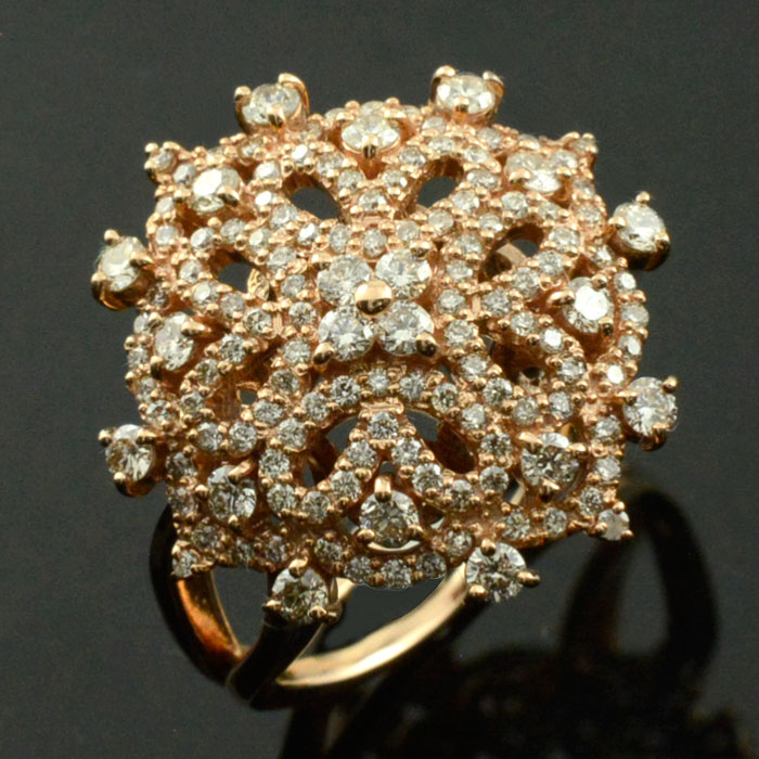 【10%OFFクーポン配布中】 k18 リング ダイヤモンドリング 指輪 18金 ピンクゴールド 1.0ct ダイヤモンド ゴールド アンティーク レース 18k レディース 透かし 幅広 ゴージャス 花 フラワー ダイヤ マダム セレブ 母の日 誕生日