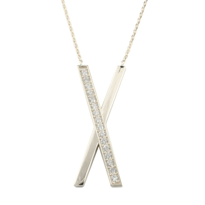 ネックレス プラチナ ダイヤモンド レディース クロス ペンダント p900 p850 プラチナ900 X ダイヤ pendan 華奢 X字 シンプル 記念 誕生日 スキンジュエリー|シエロブルー
