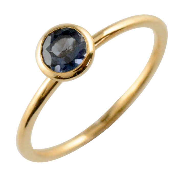【10%OFFクーポン配布】 k18 リング アイオライト ピンクゴールド 指輪 18金 ピンキーリング レディース 天然石 18k アンティーク 一粒 カラーストーン 重ねづけ フセコミ 華奢 人気|シエロブルー