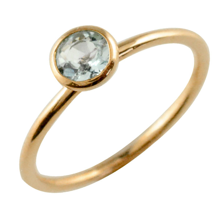 【ポイント10倍】 k18 リング アクアマリン ピンクゴールド 指輪 18金 ピンキーリング レディース 天然石 18k アンティーク 一粒 カラーストーン 重ねづけ フセコミ 華奢 人気 母の日 誕生日