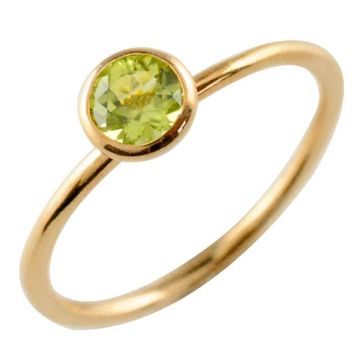 【ポイント10倍】 k18 リング ペリドット ピンクゴールド 指輪 18金 ピンキーリング レディース 天然石 18k アンティーク 一粒 カラーストーン 誕生石 1月 重ねづけ フセコミ 華奢 人気 母の日 誕生日