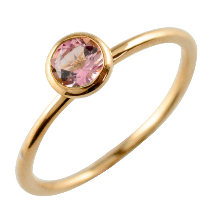 【ポイント10倍】 k18 リング ピンクトルマリン ピンクゴールド 指輪 18金 ピンキーリング レディース 天然石 18k アンティーク 一粒 カラーストーン 誕生石 10月 重ねづけ フセコミ 華奢 人気 母の日 誕生日