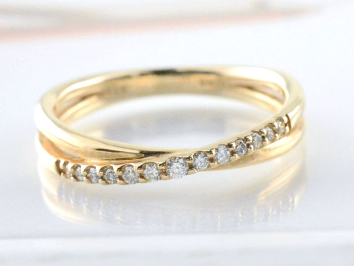 k18 リング ダイヤモンド 指輪 18金 クロス イエローゴールド クロスライン ゴールド 18k 重ねづけ 華奢 レディース 天然石 母の日 誕生日