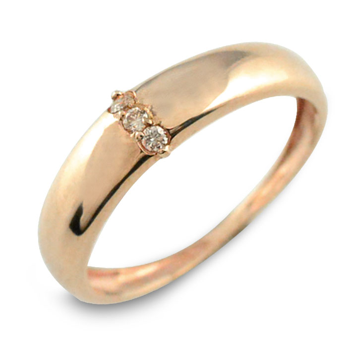 【ポイント10倍】 k18 リング ダイヤモンド 指輪 18金 ダイヤ ゴールド ピンキーリング ピンクゴールド 18k 華奢 レディース 誕生石 天然石 3石 重ねづけ スリーストーン 母の日 誕生日