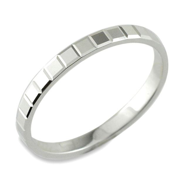高級素材使用ブランド k18 リング ペアリング 指輪 カットリング ホワイトゴールド シンプル ストレート 平打ち 地金リング 結婚指輪