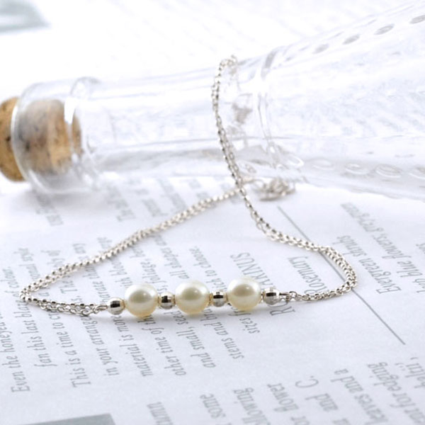 【ポイント10倍】 18金 k18ゴールド パール 淡水パール チェーン ブレスレット レディース ブレス k18 18k ダブル 2連 アズキ カットボール 真珠 華奢 デザインチェーン ホワイトゴールド パーツ 母の日 誕生日 54,000円