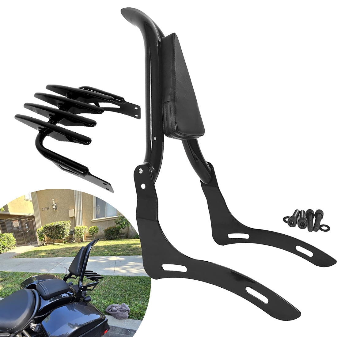 オートバイアクセサリーホンダ Rebel1100 DCT SE CMX 1100 CMX1100 2020-2025 バックレスト乗客リアシーシーバー白荷物ラック付き｜Cifecom-shop