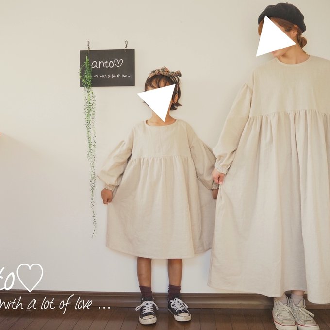 【ANTO\u0027S GALLERY】 【親子お一揃いコーデ♪】お袖がぽわんコットンリネンワンピース 親子でお一揃い ふんわり袖 anto 親子お一揃い衣装 ぽわん袖衣装 コットンリネンワンピース 親子リンクコーデ 母娘お一揃い 成年者用衣装 赤ちゃん用衣装 親子仕掛ける 成年者のみ
