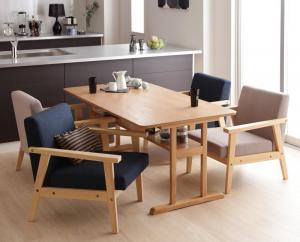 【上品家具】 モダンデザイン ソファダイニングセット 4人 5点セット(テーブル+1Pソファ4脚) W150