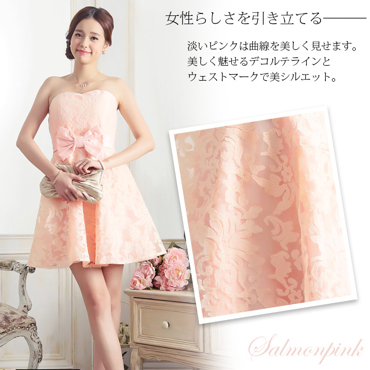 楽天市場 結婚式 ワンピース パーティードレス Party Dress ミニドレス 二次会 キャバ 大きいサイズ有 総レース 柄模様 演奏会 パーティドレス お呼ばれ Xl 2xl レース ベアトップ リボン 同窓会 謝恩会 成人式 代 30代 40代 レッド 赤 ピンク ネイビー Aライン