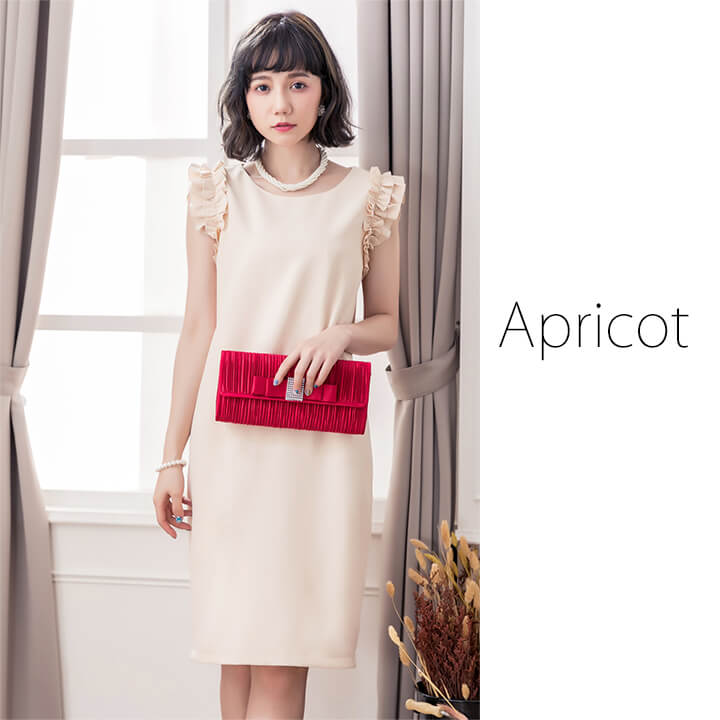 最安値 パーティードレス 結婚式 二次会 ワンピース ミニドレス フォーマル ドレス フリル 2次会 大きいサイズ有 Iライン アプリコット 白 ネイビー 紺 ワインレッド 赤 ママドレス 代 30代 40代 同窓会 成人式 卒業式 入学式 卒園式 入園式 ノースリーブ 袖なし 注目