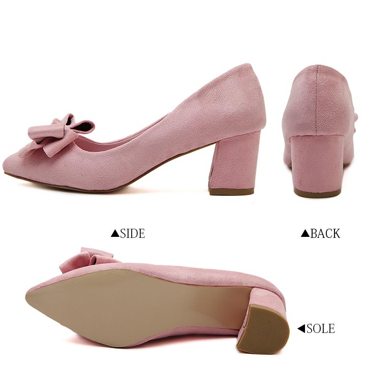 楽天市場 訳あり スウェードリボンパンプス Pumps スウェード調 ヒール ローヒール チャンキーヒール 太ヒール レディース アーモンドトゥ 2次会 美脚 ハイヒール ミドルヒール 成人式 同窓会 謝恩会 二次会 結婚式 パーティー ブラック 黒 ラベンダー 青紫 ピンク 靴