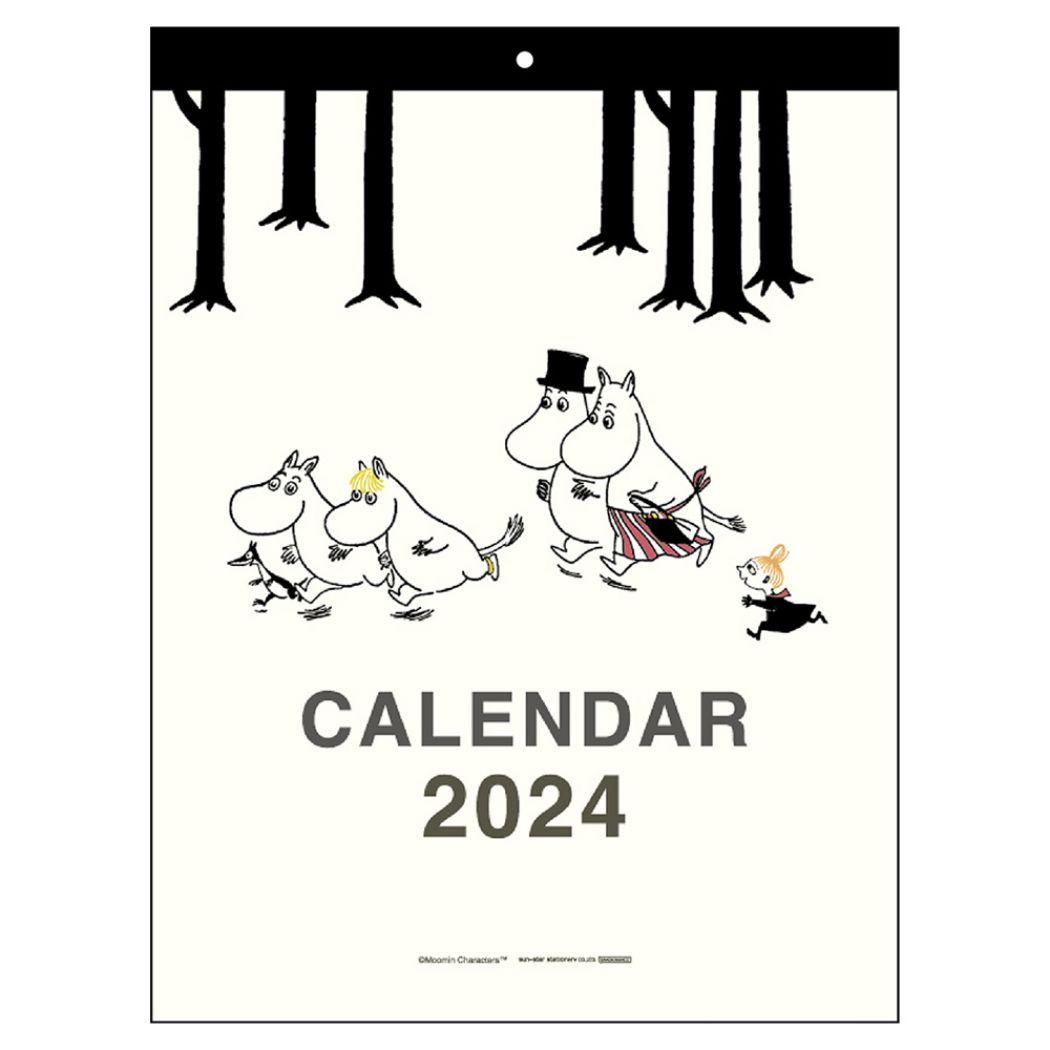 壁掛けカレンダー2024年 ウォールカレンダー 2024Calendar ムーミン シンプルS 北欧 サンスター文具 インテリア 令和6年暦 予約  カレンダー