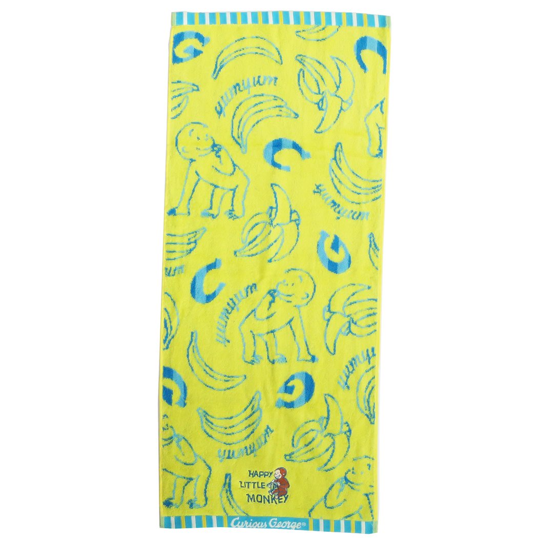 楽天市場 おさるのジョージ フェイスタオル ジャガードロングタオル ハッピーバナナ 丸眞 かわいい キャラクター グッズ 通販 メール便可 シネマコレクション キャラクターのシネマコレクション