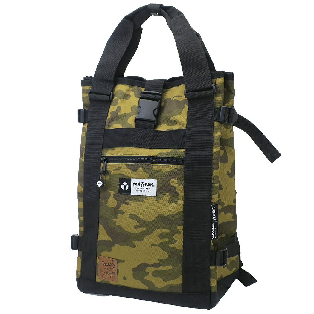 海外正規品 送料無料 スヌーピー X Yakpak リュック 2way トートリュック トートリュック フライングエース シネマコレクションバッグ 小物 ブランド雑貨 迷彩 ピーナッツ ヤックパック 28x45x18cm ギフト雑貨 スヌーピー Yakpak リュック 2way トートリュック