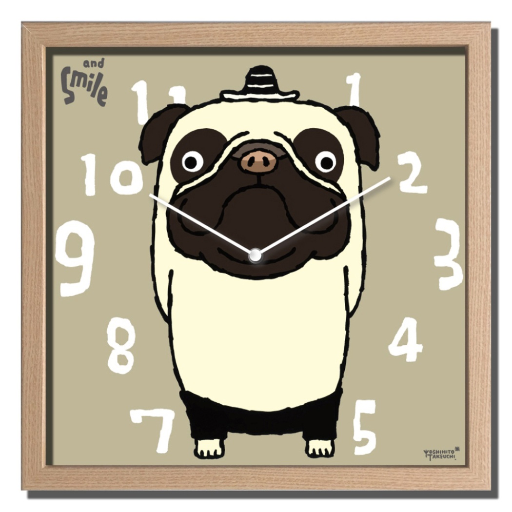 【ポイント10倍 & クーポン！】Artist Clock 掛け時計 武内祐人 パグ 美工社 CAC-52638 ギフト 可愛いインテリア 取寄品
