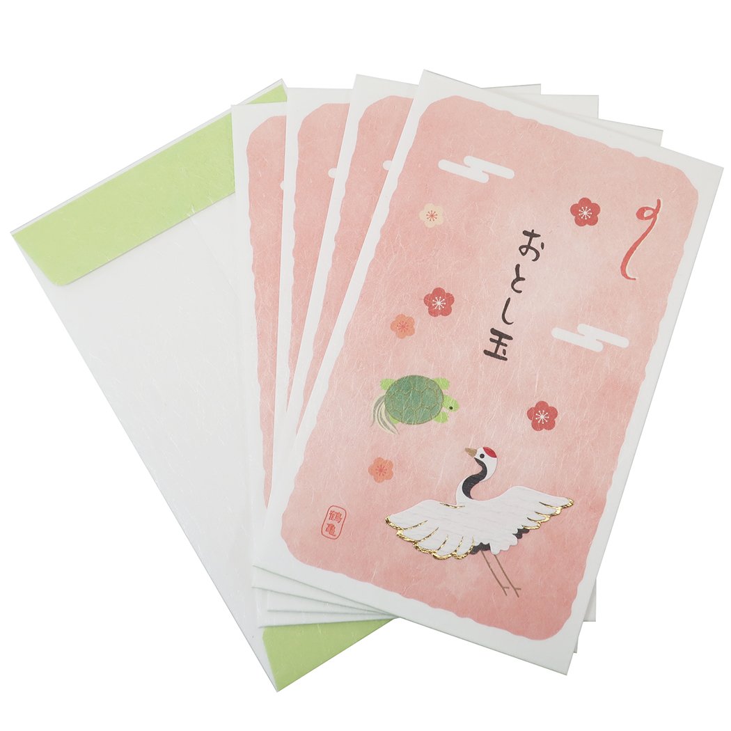 楽天市場 和風 お年玉 ぽち 5枚セット ポチ袋 鶴亀 Apj 金封 年賀 グッズ メール便可 シネマコレクション キャラクターのシネマコレクション