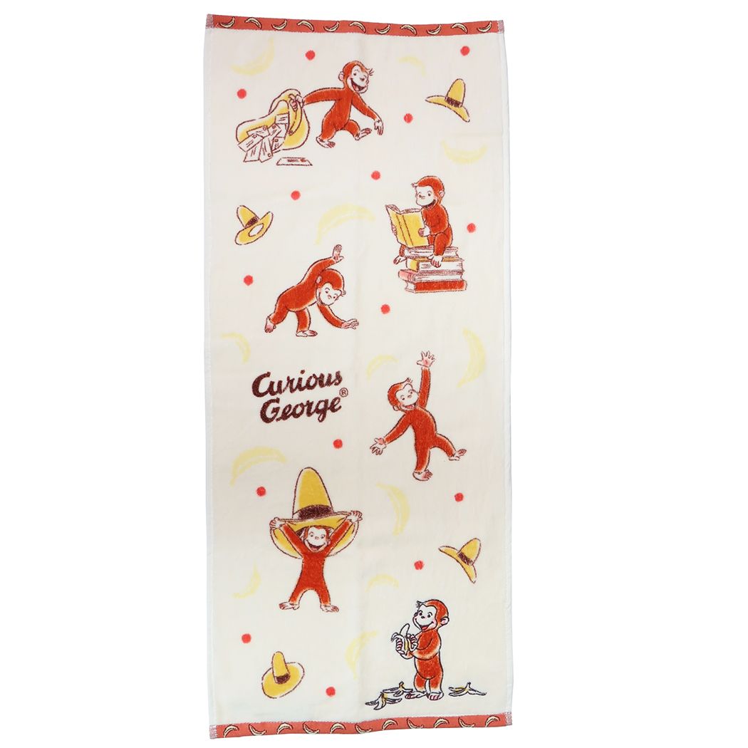 おさるのジョージ フェイスタオル ジャガード ロングタオル イエローバナナジョージ 丸眞 プレゼント 絵本キャラクター グッズ メール便可 シネマコレクション