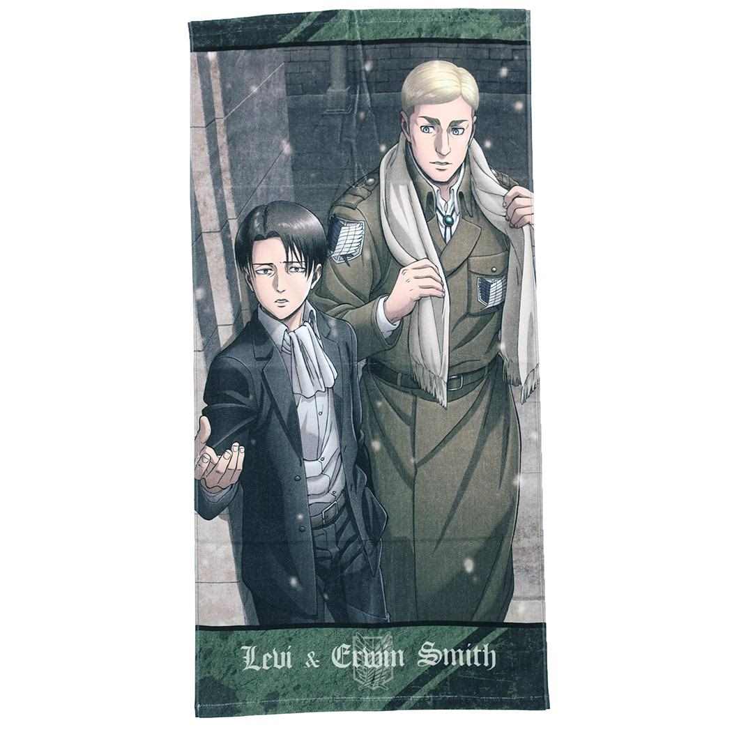 楽天市場 進撃の巨人 バスタオル ビジュアル ビッグタオル 2 リヴァイ エルヴィン エンスカイ コレクション アニメキャラクター グッズ シネマコレクション キャラクターのシネマコレクション