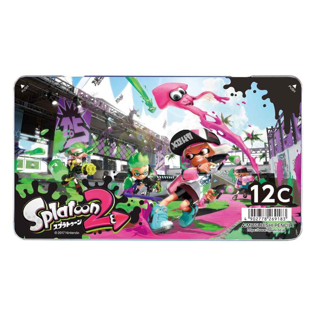 スプラトゥーン2 色鉛筆 缶入り 12色 いろえんぴつ 新入学 Nintendo 三菱鉛筆 新学期準備文具 小学生 キャラクター グッズ メール便可 シネマコレクションクリスマス プレゼント 男の子 女の子 ギフト 国産