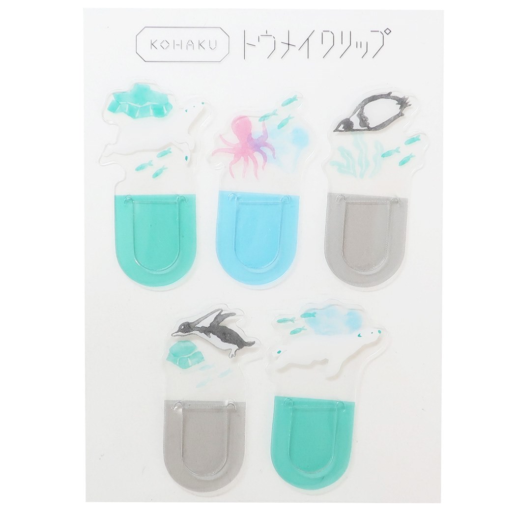 コハク Kohaku クリップ トウメイクリップ Polar Green Flash クリアクリップ 事務用品 おしゃれ文具 かわいい グッズ メール便可 シネマコレクション 激安商品
