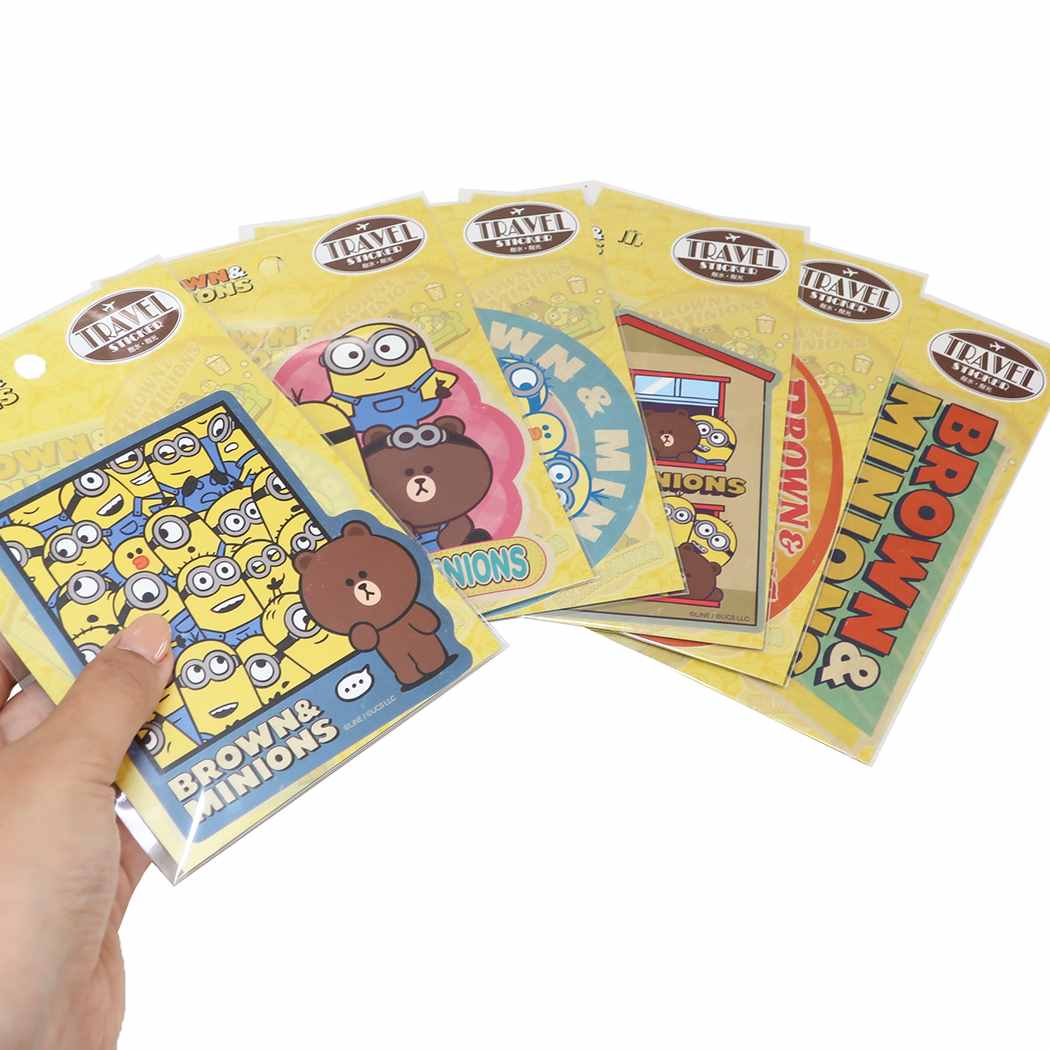 ミニオンズ ブラウン 5 Brown Friends Line Minions エンスカイ キャラクター グッズ コレクション雑貨 シネマコレクション トラベルステッカー ビッグシール メール便可 ユニバーサル映画 超美品 ビッグシール