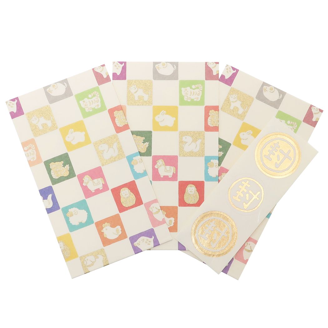 伊予和紙ふわり ぽち袋 和紙ポチ袋3枚セット 十二支2 フロンティア お年玉袋