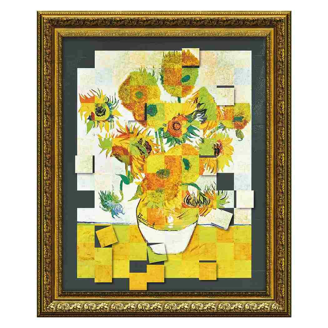 【ポイント10倍 & クーポン！】ゴッホ 名画 名画モザイクアート アートフレーム ひまわり Ｍサイズ ユーパワー AM-09001 店舗 ホテル ディスプレイ インテリア 取寄品 シネマコレクション
