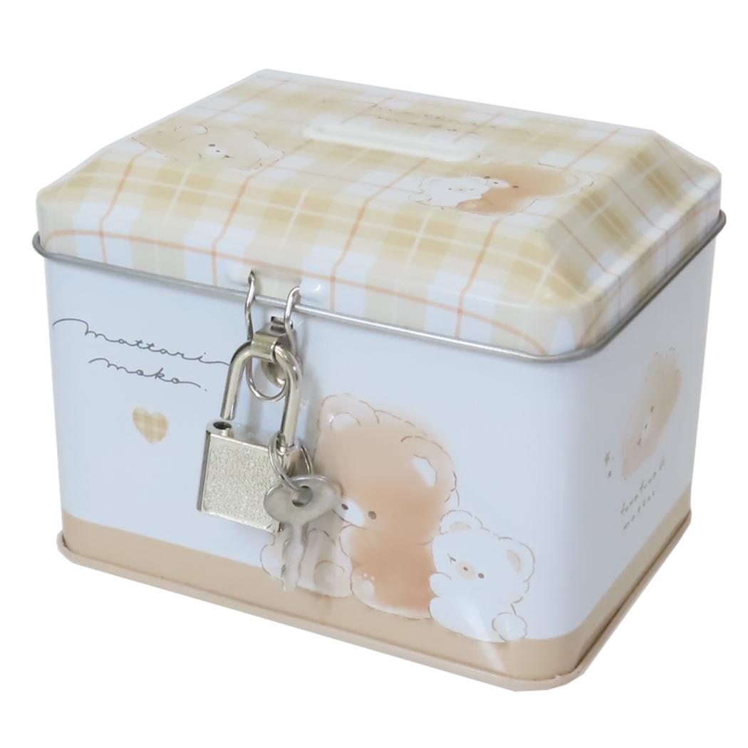 カギ付き缶バンク まったりもこ 貯金箱
