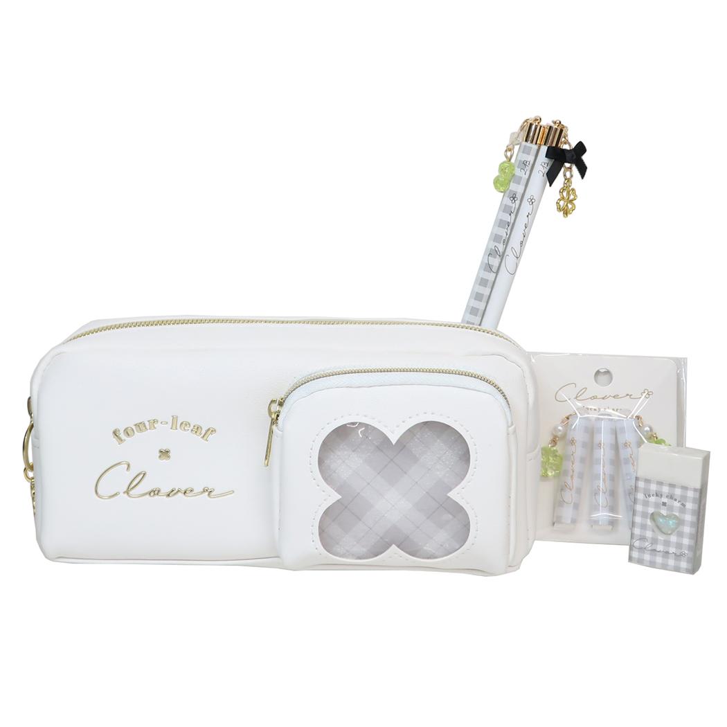  クローバー ホワイト 5点文房具セット