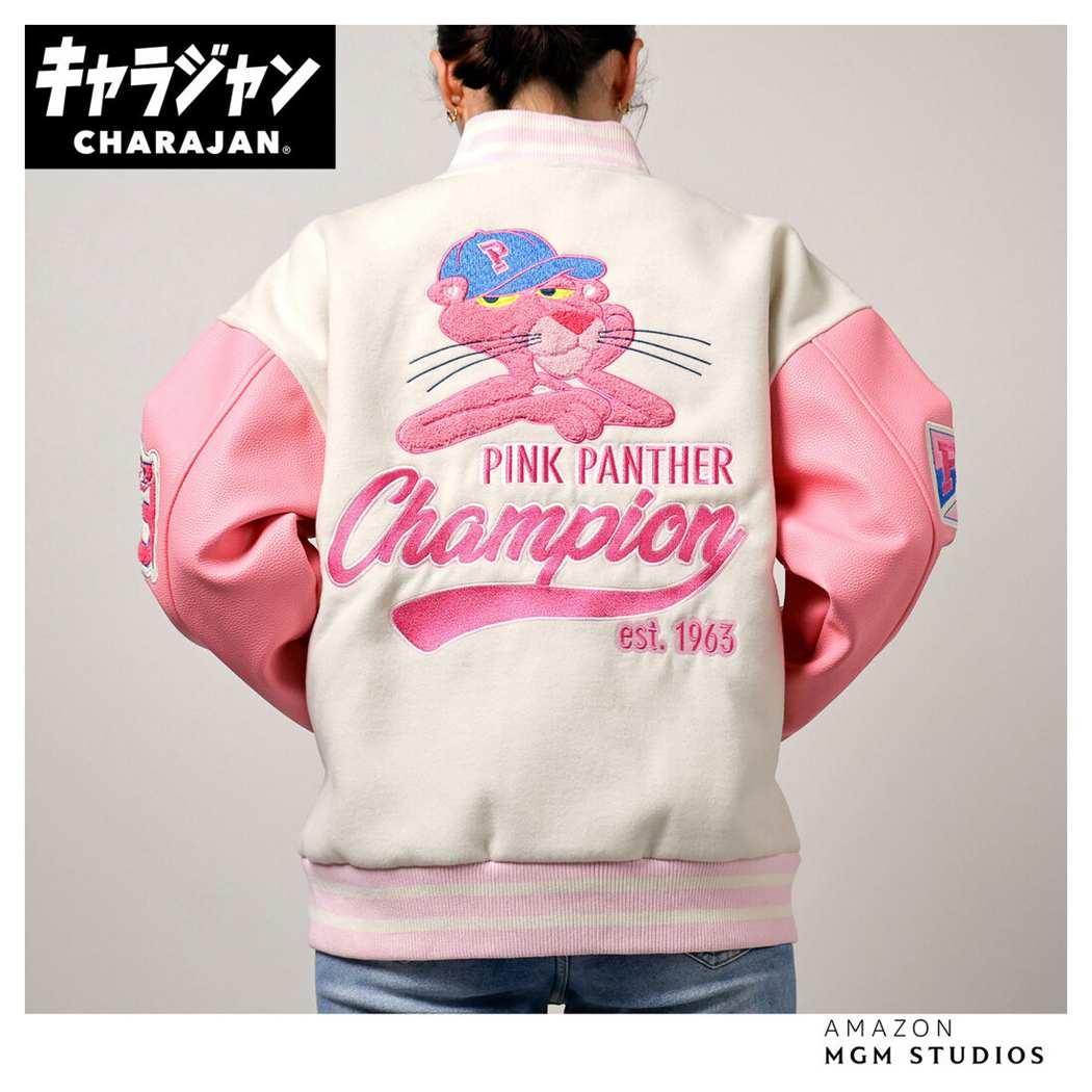 【ポイント10倍 & クーポン！】ピンクパンサー アウター スタジャン 3L クールピンクパンサー 丸眞 キャラジャン メンズ レディース ユニセックス キャラクター グッズ シネマコレクション
