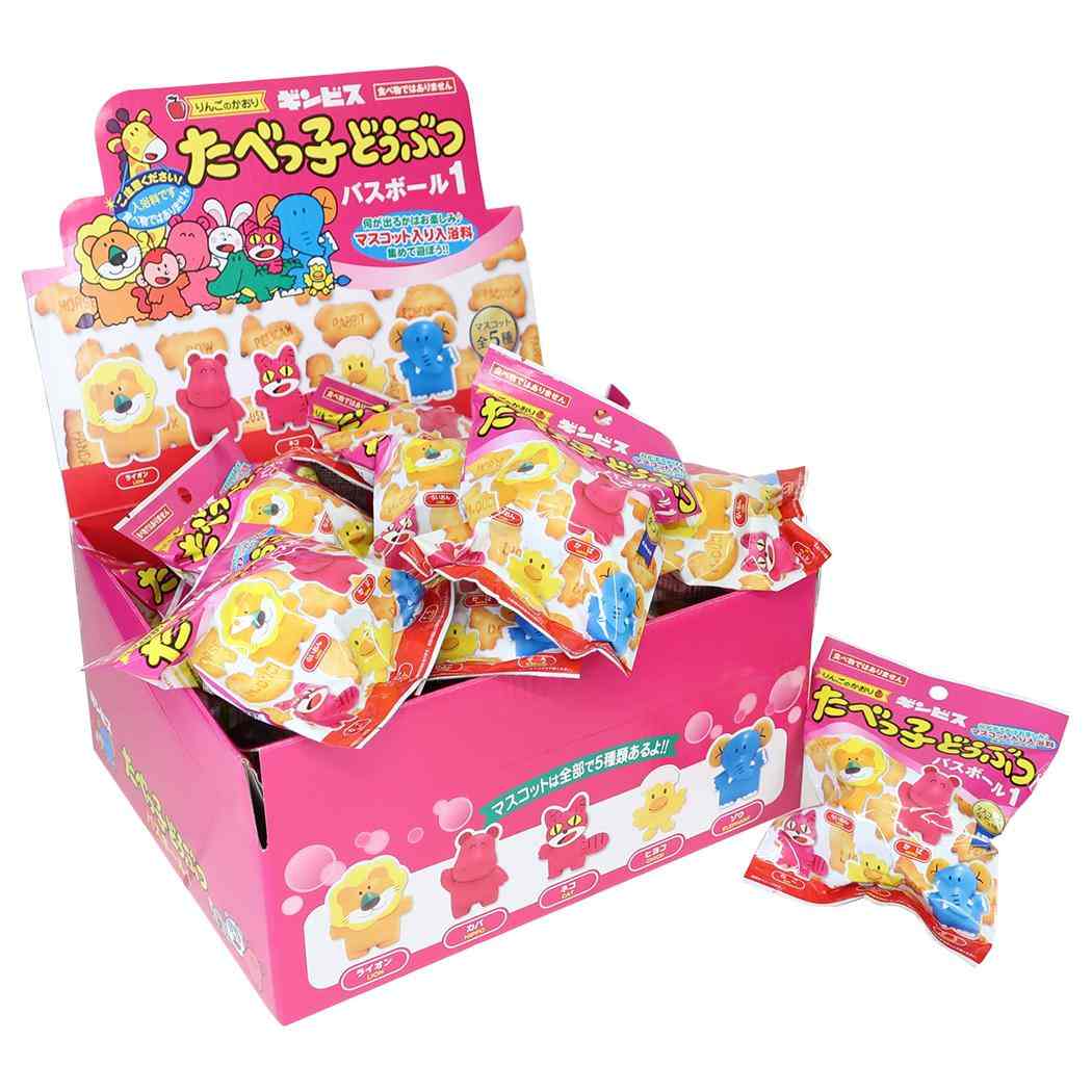 【最大1000円OFFクーポン!】たべっ子どうぶつ 入浴剤 バスボール 1 全5種 24個入セット BOX 子供とお風呂 ギンビス|キャラクターのシネマコレクション