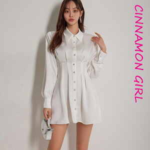 【全1色】ピンタックフレアミニワンピース　アイボリー【n858op】( vdh )(240326)シナモンガール Cinnamon Girl 超ミニ マイクロミニ 韓国 胸元 セクシー cinnamongirl レディース