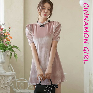 【全2色】パフ袖ベルベットミニワンピース さくら色 黒いこと 【puff-j122626lux】( mja )(250113)肉桂御嬢さん Cinnamon Girl  超ミニ マイクロミニ 韓国 前胸部 艶っぽい cinnamongirl レディース ワンピース-レディースファッション