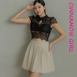【全2色】レーストップミニワンピース 象牙色×薄墨色 黒いこと×ベージュ  S/M/L【lace-y25050904lux】( mja )(250605)肉桂御嬢さん Cinnamon Girl  超ミニ マイクロミニ 韓国 前胸部 艶っぽい cinnamongirl レディース ワンピース-レディースファッション