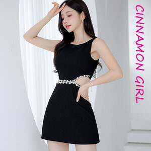 【全2色】ビジューポイントミニワンピース　アイボリー ブラック　S/M【250826op1】( nani )(250826)シナモンガール Cinnamon Girl 超ミニ マイクロミニ 韓国 胸元 セクシー cinnamongirl レディース