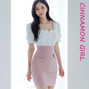 【全1色】コンビタイトミニワンピース　アイボリー×ピンク S/M/L【250915op1】(nani)(250915)シナモンガール Cinnamon Girl 超ミニ マイクロミニ 韓国 胸元 セクシー cinnamongirl レディース 12,166円