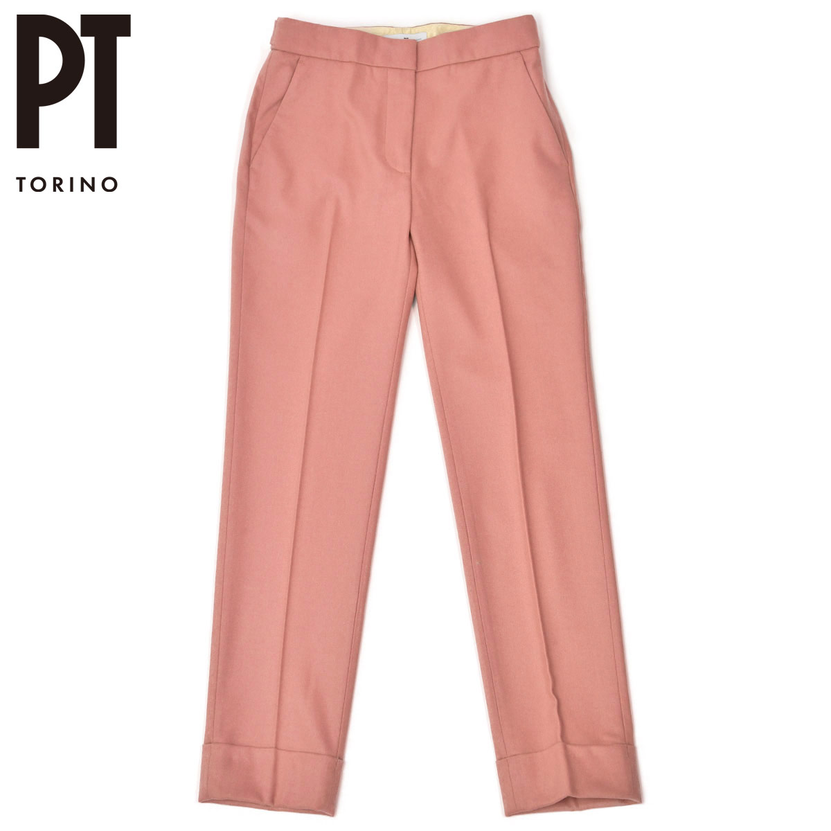【最大5,000円オフクーポン】【50％OFF】【size36,38,42】PT TORINO【ピーティートリノ】裾ダブルテーパードパンツ ANDREA CM14 0605 ウール ピンク