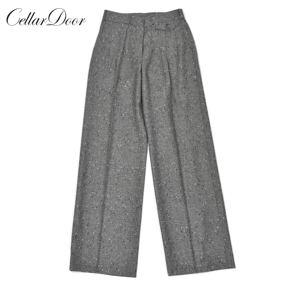 【FINAL SALE】【size34】Cellar Door【セラードアー】ツータックワイドパンツ WILMA UW911 296 ウール ツイードグレー｜Cinq essentiel