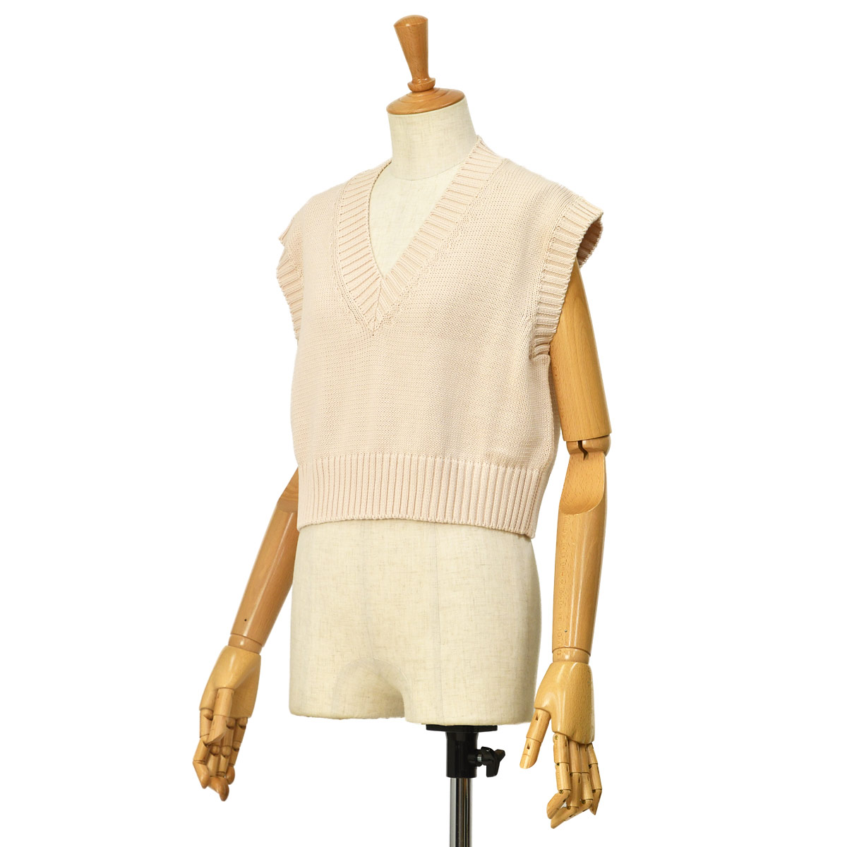 roberto collina【ロベルト コリーナ】スリーブレスVネックニット T10016 30 CIPRIA コットン ベージュ