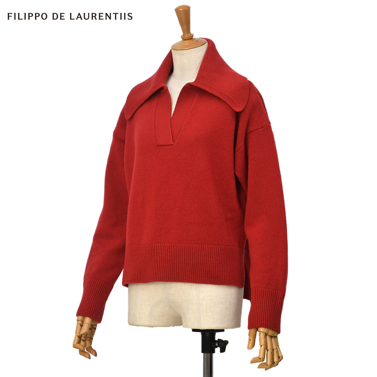 【最大5,000円オフクーポン】FILIPPO DE LAURENTIIS【フィリッポ デ ローレンティス】スキッパーポロニット PL1MLOVER WC7R ROSSETTO ウール カシミヤ レッド