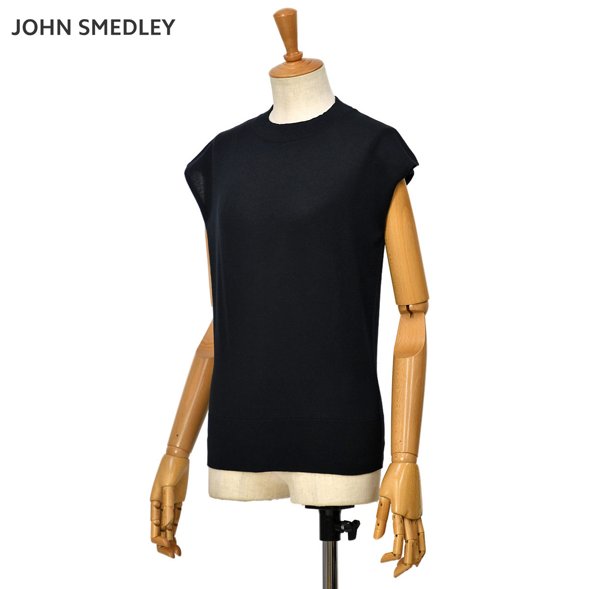 JOHN SMEDLEY【ジョンスメドレー】フレンチスリーブニット 30G S4415 BLACK コットン ブラック