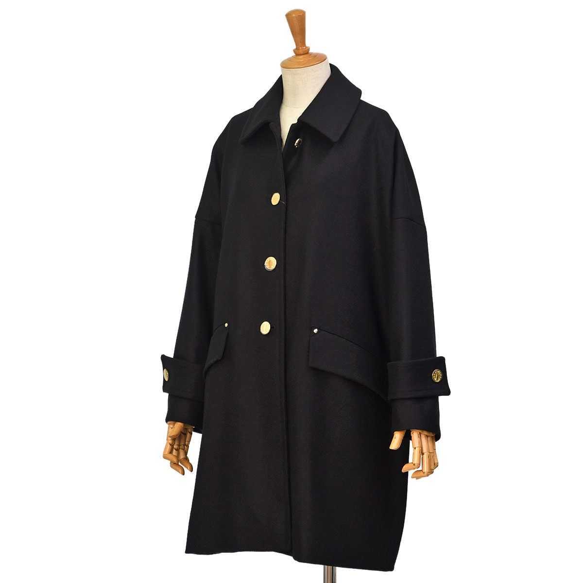 新品同様✨　マッキントッシュ　ステンカラー　コート　リバーシブル　ウール　40 mackin03029blk1.jpg