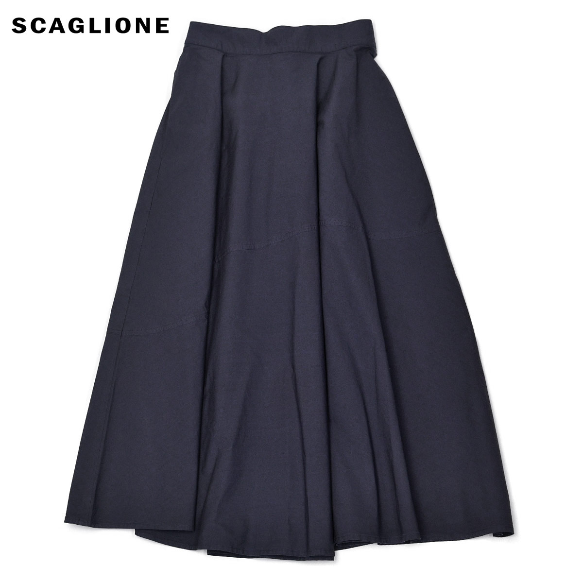 SCAGLIONE【スカリオーネ】フレアースカート DPT114 400 NAVY コットン ネイビー