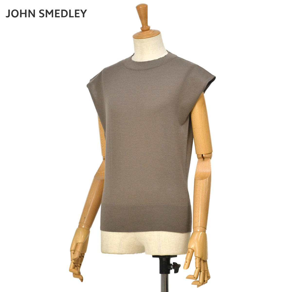 【最大3,000円オフクーポン】JOHN SMEDLEY【ジョンスメドレー】フレンチスリーブニット 30G S4415 BEIGE MUSK コットン ベージュムスク｜Cinq essentiel