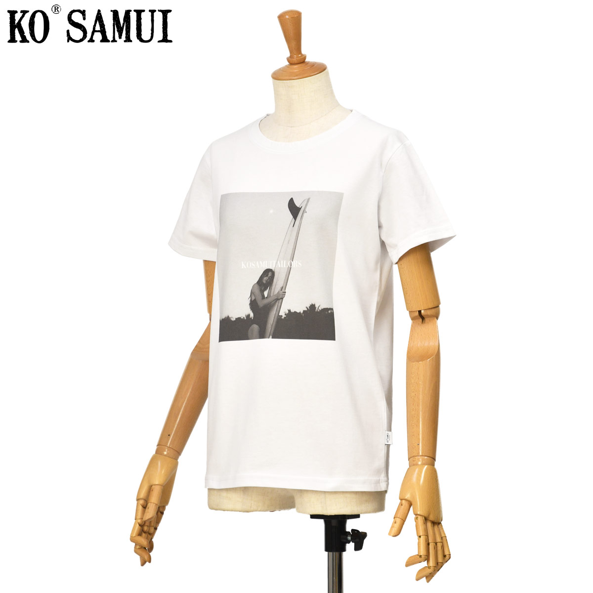 KO SAMUI【コ サムイ】半袖プリントTシャツ KFTA S908 SURF コットン ホワイト｜Cinq essentiel