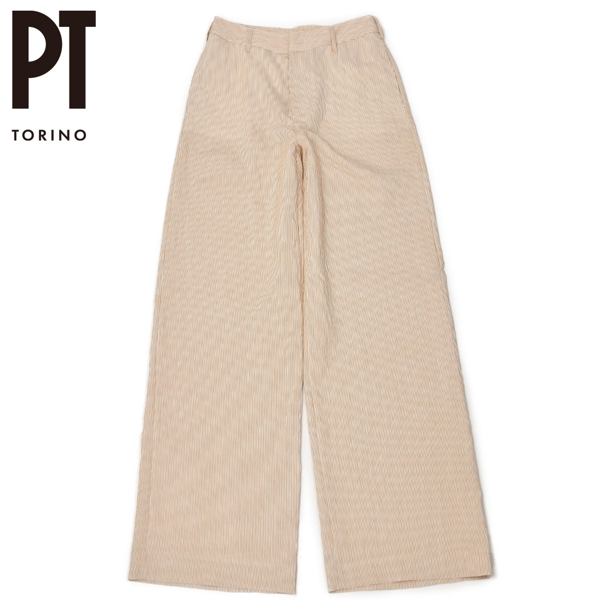 PT TORINO【ピーティートリノ】ワイドパンツ LORENZA DV14 0845 レーヨン ナイロン キャメルストライプ 44,330円