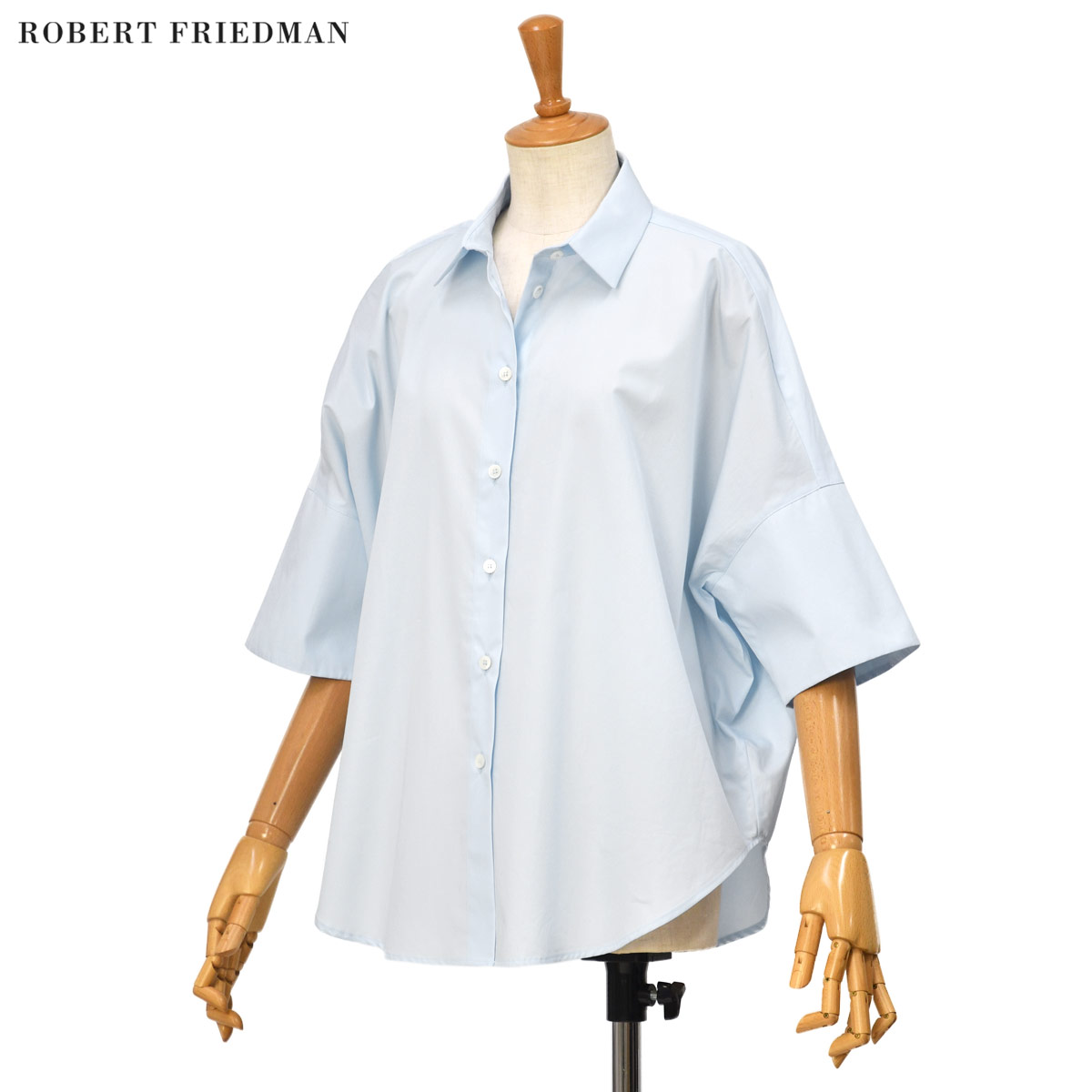 【4/14(火)20：00～ 最大5,000円オフクーポン】ROBERT FRIEDMAN【ロベルト フリッドマン】ドロップショルダーブラウス BIANCAL M301 10 コットン ブルー